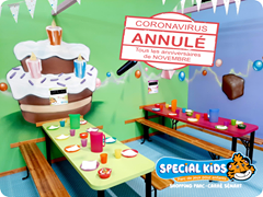 L’image contient peut-être : texte qui dit ’CORONAVIRUS ANNULÉ Tous les anniversaires de NOVEMBRE SPECIAL KIDS Parc de jeux pour enfants SHOPPING PARC -CARRÈ SENART’