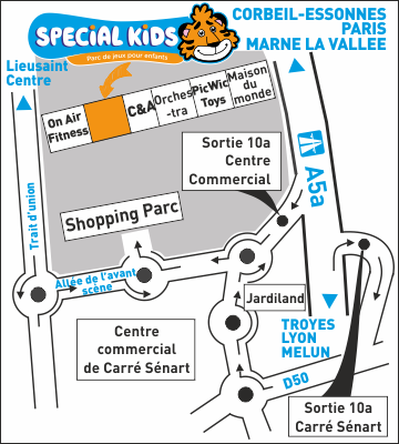 Plan d'accès SPECIAL KIDS - Shopping Parc de Carré Sénart - 360x400